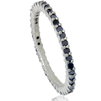 Pompeii3 1/2ct Black Raw Diamond Prong Set Eternity Ring 14k White Gold In Multi