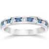 Pompeii3 1/2ct Blue & White Diamond Channel Set Wedding Ring 14k White Gold Size Selectable In Multi