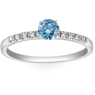 Pompeii3 1/2ct Blue Diamond Engagement Ring In White Gold