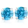 Pompeii3 1/2ct Blue Lab Grown Diamond Studs Screw Back 14k White Gold Earrings In Multi
