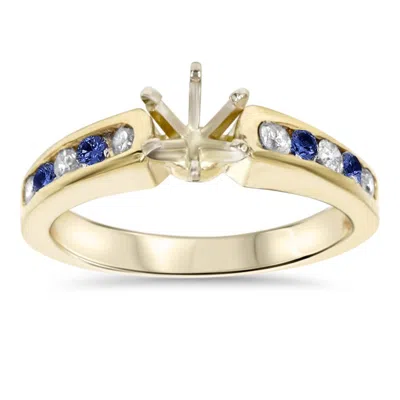 Pompeii3 1/2ct Blue Sapphire & Diamond Engagement Ring Setting 14k Yellow Gold In Multi
