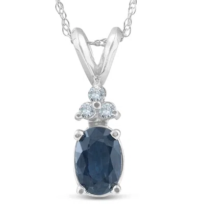 Pompeii3 1/2ct Blue Sapphire Oval Shape & Diamond Pendant 14k White Gold In Multi