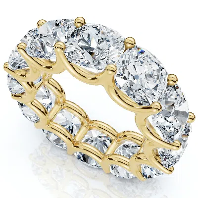 Pompeii3 12ct Cushion Cut Diamond Eternity Ring 14k Gold Wedding Band Lab Grown In Metallic