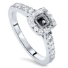 Pompeii3 1/2ct Cushion Halo Diamond Ring Semi Mount 14k White Gold In Black