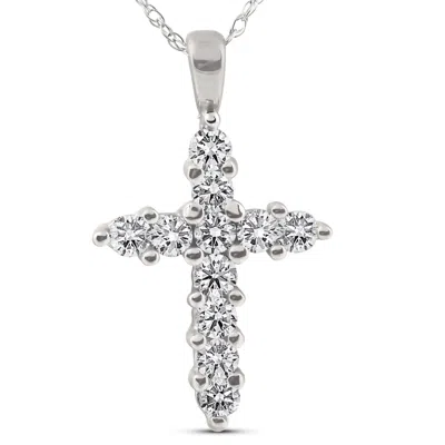 Pompeii3 1/2ct Diamond 14k White Gold Cross Pendant Necklace In Metallic