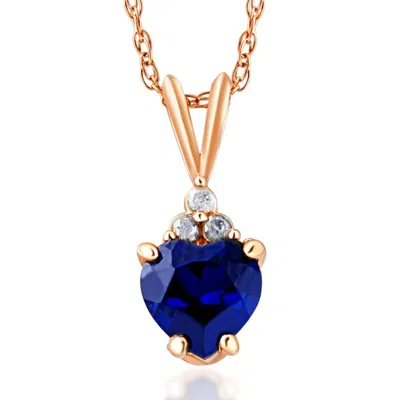 Pompeii3 1/2ct Diamond & Blue Sapphire Heart Pendant 10k Rose Gold In Multi