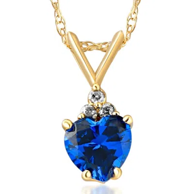 Pompeii3 1/2ct Diamond & Blue Sapphire Heart Pendant 10k Yellow Gold In Multi