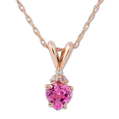 Pompeii3 1/2ct Diamond & Pink Sapphire Heart Pendant In 14k Yellow, White, Or Rose Gold In Purple