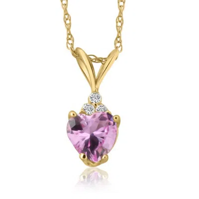 Pompeii3 1/2ct Diamond & Pink Sapphire Heart Pendant In 14k Yellow, White, Or Rose Gold In Multi