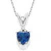 Pompeii3 1/2ct Diamond & Simulated Blue Sapphire Heart Pendant 14k White Gold In Blue