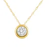 Pompeii3 1/2ct Diamond Bezel Pendant Solitaire Necklace 14k Yellow Gold Lab Grown In Silver