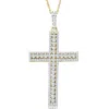 Pompeii3 1/2ct Diamond Cross Pendant 10k Yellow Gold Lab Grown Women's Necklace 1" Tall In Multi