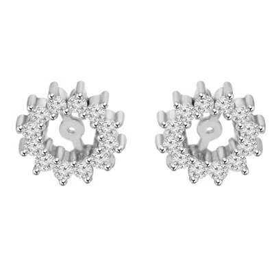 Pompeii3 1/2ct Diamond Earrings Jackets 14k White Gold (5-5.5mm) In Metallic