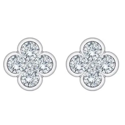 Pompeii3 1/2ct Diamond Earrings Women's Fashion Clover White Or Yellow Gold Lab Grown