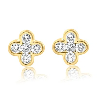 Pompeii3 1/2ct Diamond Earrings Women's Fashion Clover White Or Yellow Gold Lab Grown