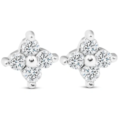 Pompeii3 1/2ct Diamond Eight-stone Star Burst Studs 14k White Gold In Multi