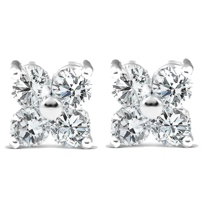 Pompeii3 1/2ct Diamond Eight-stone Studs 14k White Gold In Silver