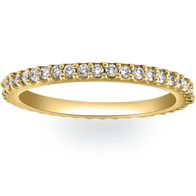 Pompeii3 1/2ct Diamond Eternity Ring Prong Stackable Wedding Band 14k Yellow Gold In Silver