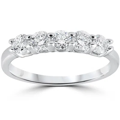 Pompeii3 1/2ct Diamond Five Stone Wedding Ring 14k White Gold In Multi