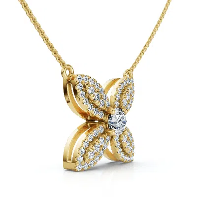 Pompeii3 1/2ct Diamond Flower Pendant 14k Gold 18" Necklace Lab Grown In Orange