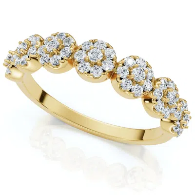 Pompeii3 1/2ct Diamond Halo Anniversary Stackable Diamond Wedding Ring 10k Yellow Gold In Multi