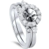 Pompeii3 1/2ct Diamond Halo Engagement Setting Set 14k White Gold In Black
