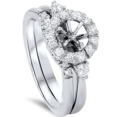 Pompeii3 1/2ct Diamond Halo Engagement Setting Set 14k White Gold In Multi