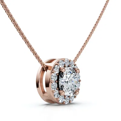 Pompeii3 1/2ct Diamond Halo Pendant Lab Grown 18" Necklace Ef/vs In Multi