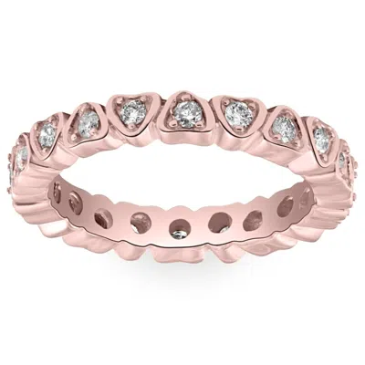 Pompeii3 1/2ct Diamond Heart Eternity Ring In White, Yellow, Or Rose Gold In Silver