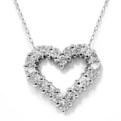 Pompeii3 1/2ct Diamond Heart Pendant 14k White Gold In Multi