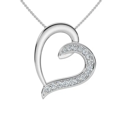 Pompeii3 1/2ct Diamond Heart Pendant Gold 18" Necklace Lab Grown In Silver