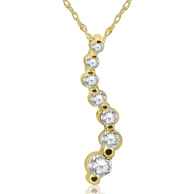 Pompeii3 1/2ct Diamond Journey Pendant Necklace 14k Yellow Gold In Silver