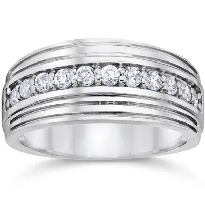 Pompeii3 1/2ct Diamond Men's Wedding Ring In White Or Yellow Gold Lab Grown In Multi