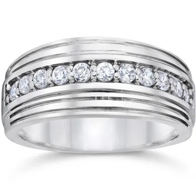 Pompeii3 1/2ct Diamond Men's Wedding Ring In White Or Yellow Gold Lab Grown In Silver