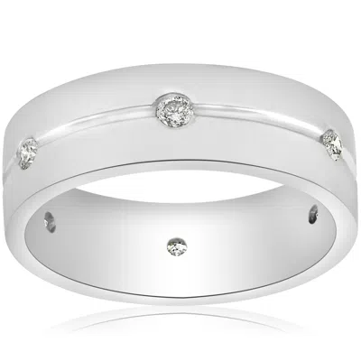 Pompeii3 1/2ct Diamond Mens 8mm Flat High Polished Comfort Fit Wedding Band In Multi