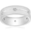 Pompeii3 1/2ct Diamond Mens 8mm Flat High Polished Comfort Fit Wedding Band In Silver