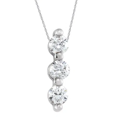 Pompeii3 1/2ct Diamond Necklace Three Stone Pendant In 10k White Or Yellow Gold