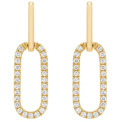 Pompeii3 1/2ct Diamond Paperclip Drop Earrings 10k Yellow Gold Women's 1" Tall Lab Grown In Multi