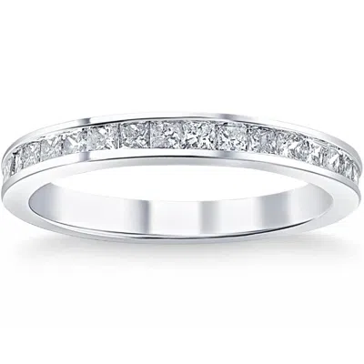 Pompeii3 1/2ct Diamond Princess Cut Channel Set Wedding Ring 10k White Gold In Multi