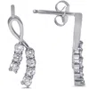 Pompeii3 1/2ct Diamond Ribbon Journey Earrings 14k White Gold Studs In Multi