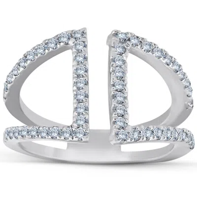 Pompeii3 1/2ct Diamond Ring Open Fashion Right Hand Split Band White Gold In Multi