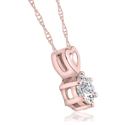Pompeii3 1/2ct Diamond Solitaire Heart Pendant Necklace In White, Yellow, Or Rose Gold In Pink