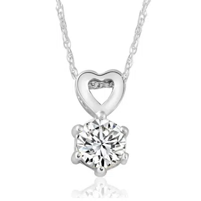 Pompeii3 1/2ct Diamond Solitaire Heart Pendant Necklace In White, Yellow, Or Rose Gold In Silver