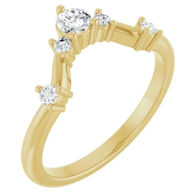 Pompeii3 1/2ct Diamond V Shape Contour Wedding Guard Ring Lab Grown 14k Gold In Multi