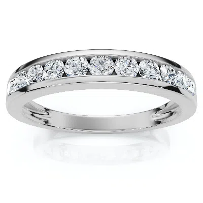 Pompeii3 1/2ct Diamond Wedding Ring Channel Set Lab Grown Ef/vs In Metallic