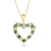 Pompeii3 1/2ct Emerald & Diamond Heart Pendant Solid 14k White, Yellow, Or Rose Gold 1/2" In Multi