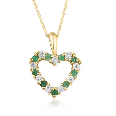 Pompeii3 1/2ct Emerald & Diamond Heart Pendant Solid 14k White, Yellow, Or Rose Gold 1/2" In Multi