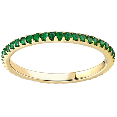 Pompeii3 1/2ct Emerald Eternity Ring Anniversary Band 10k Yellow Gold In Green