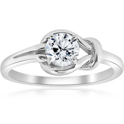 Pompeii3 1/2ct Everlong Round Diamond Solitaire Knot Ring 14k White Gold In Multi