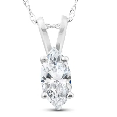 Pompeii3 1/2ct Fancy Marquise Diamond Solitaire Pendant 14k White Gold In Multi
